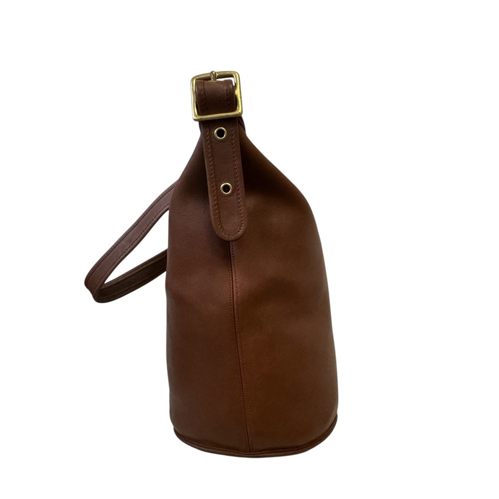 Vintage Coach Mahogany Leather Bucket Bag Brass Hardware Zip Top Shoulder Bag - Picture 5 of 16